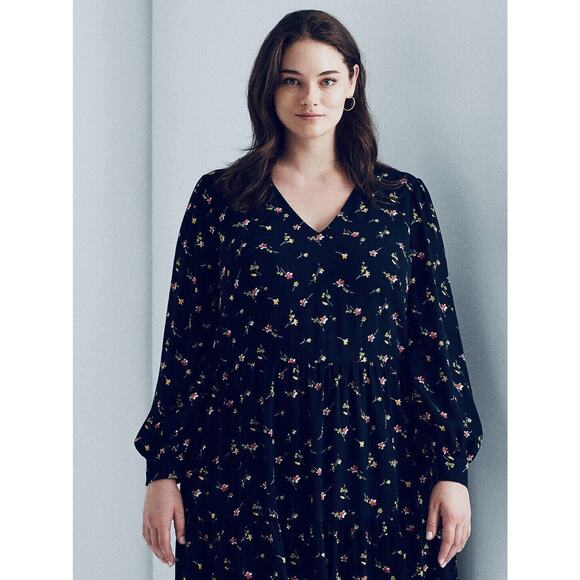 LAUREN RALPH LAUREN Black Label Plus‎ Size 18W Ruffled Tiered Dress Boho Prairie - Picture 1 of 13